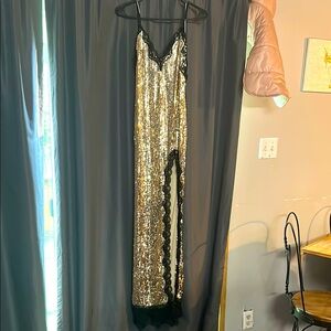 Fashion Nova Gold and Black Sequin Dress